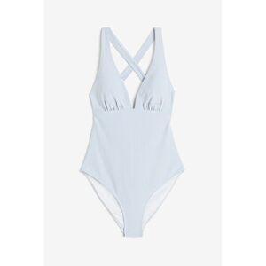 H&M Small Seersucker Plunge One Piece Swim Bathing Suit